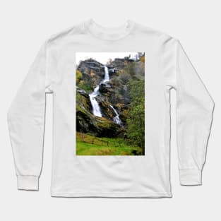 Waterfall Flamsdalen Valley Flam Norway Long Sleeve T-Shirt